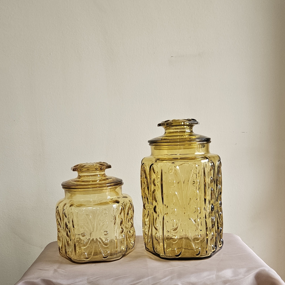 L.E‎ Smith Amber Canister Set